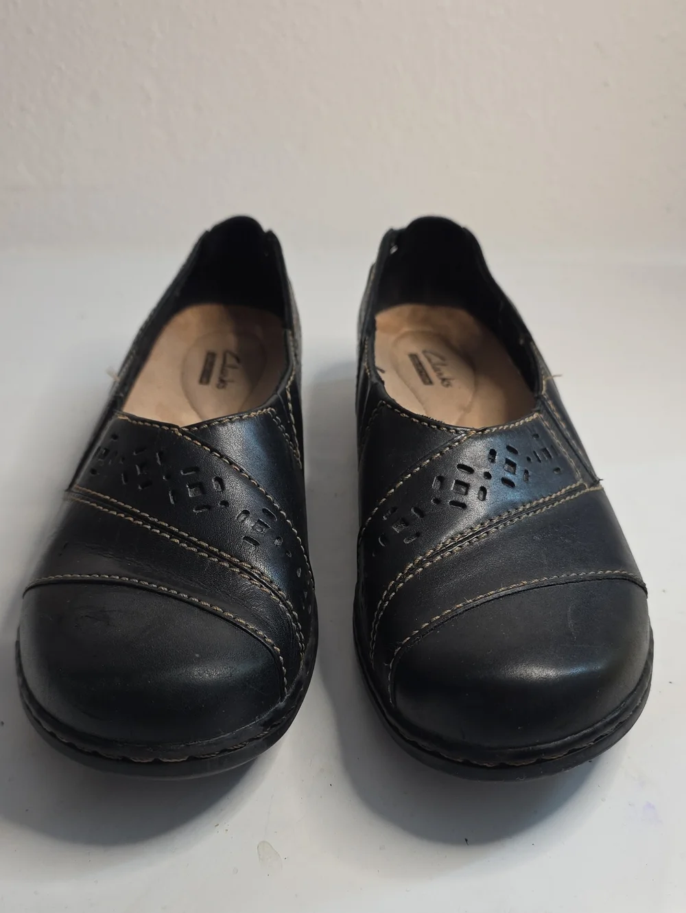 CLARKS EVIANNA FIG 4 COMFORT LEATHER LOAFERS BROWN SLIP ON LADIES 8.5 VGUC CUTE